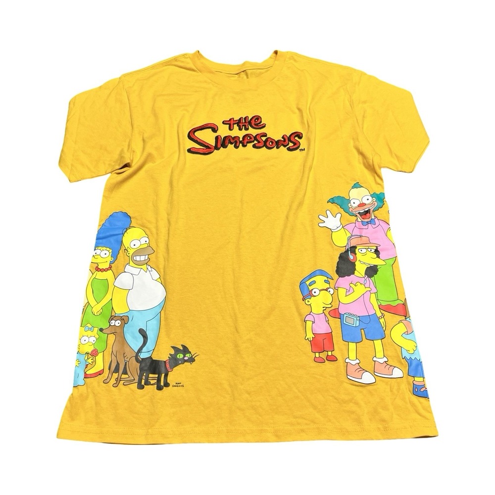 The Simpsons Yellow Graphic T-Shirt Mens Medium Character Wrap Around‎ Print Tee